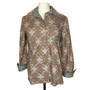 Vintage Bill Haire For Friedricks Blouse 14 Reversible Top Green Orange Paisley